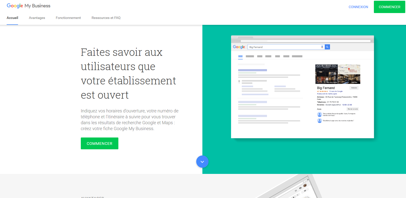 page inscription google my business