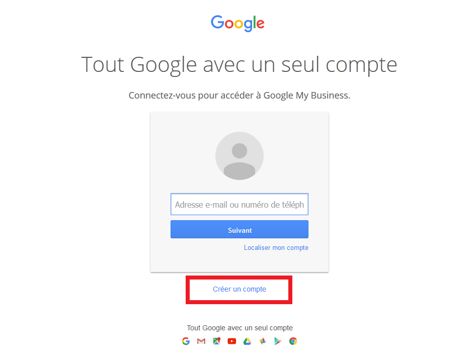 s'incrire sur google