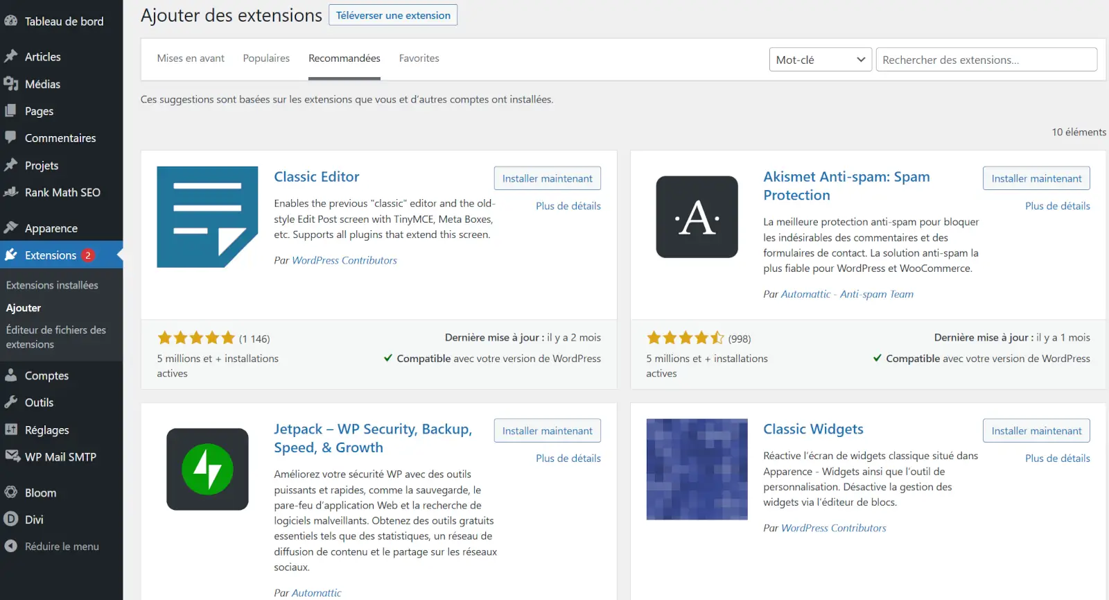 gestion-plugins-wordpress interface de gestion des plugins wordpress