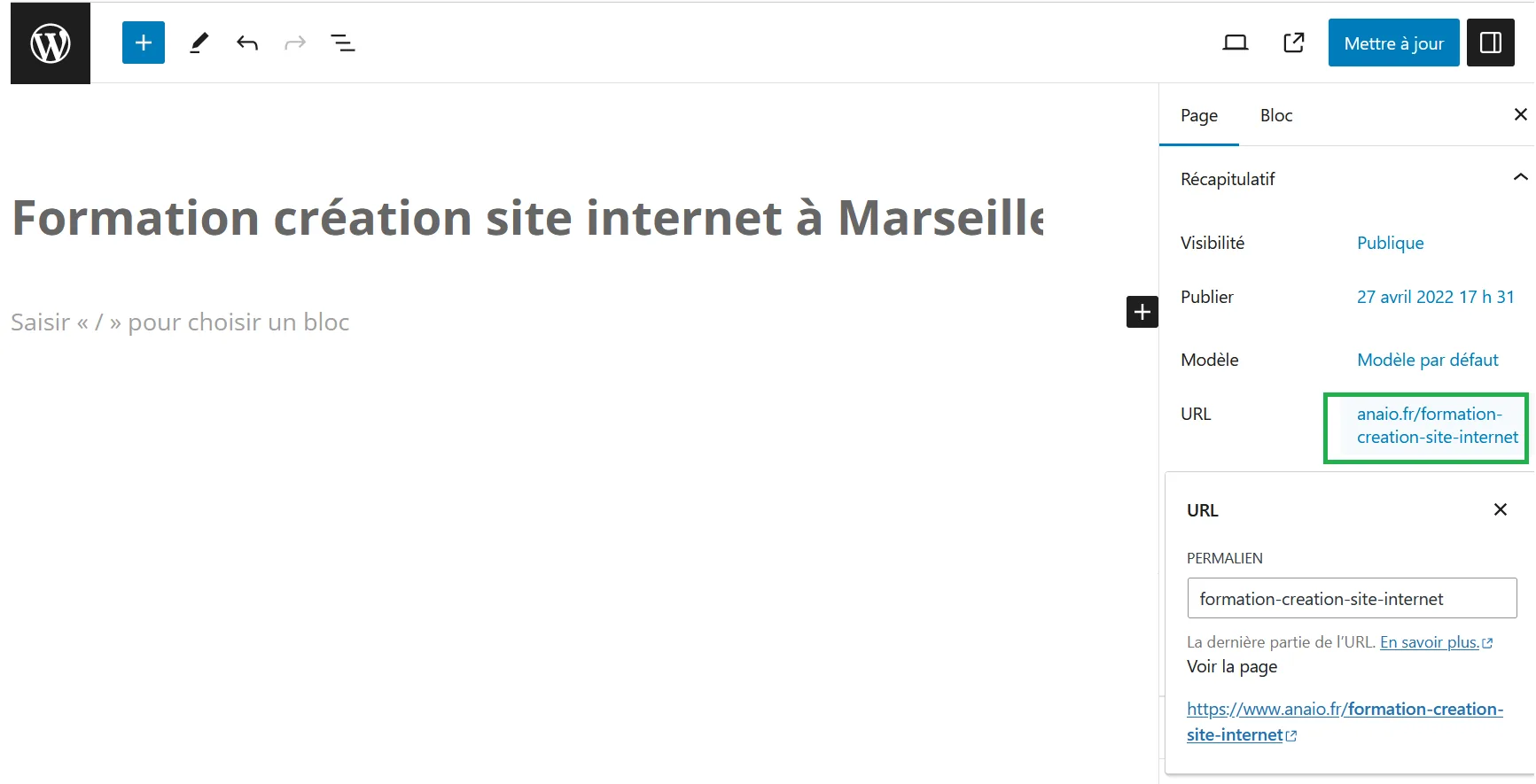 modifier-slug-page-ou-article-wordpress modifier le slug d'une page ou article avec wordpress