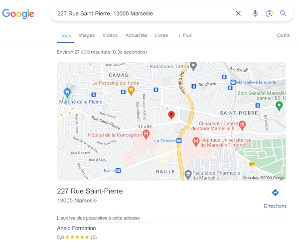 recherche fiche google my business par adresse Test d'existence de la fiche GMB avec l'adresse de l'établissement